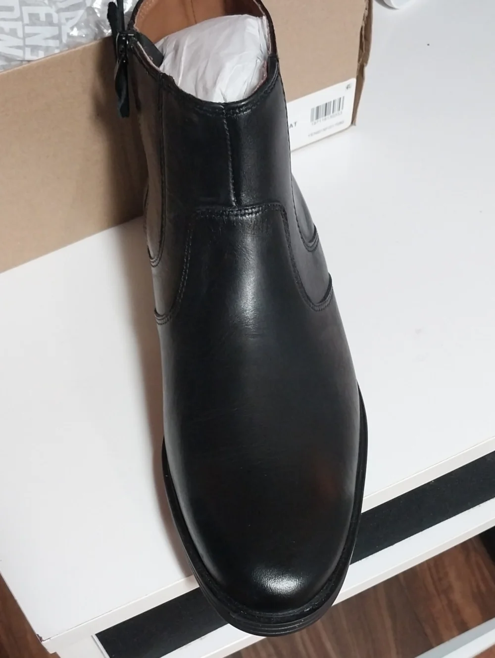 Clarks Black Leather Chukka Boot with Side Zip